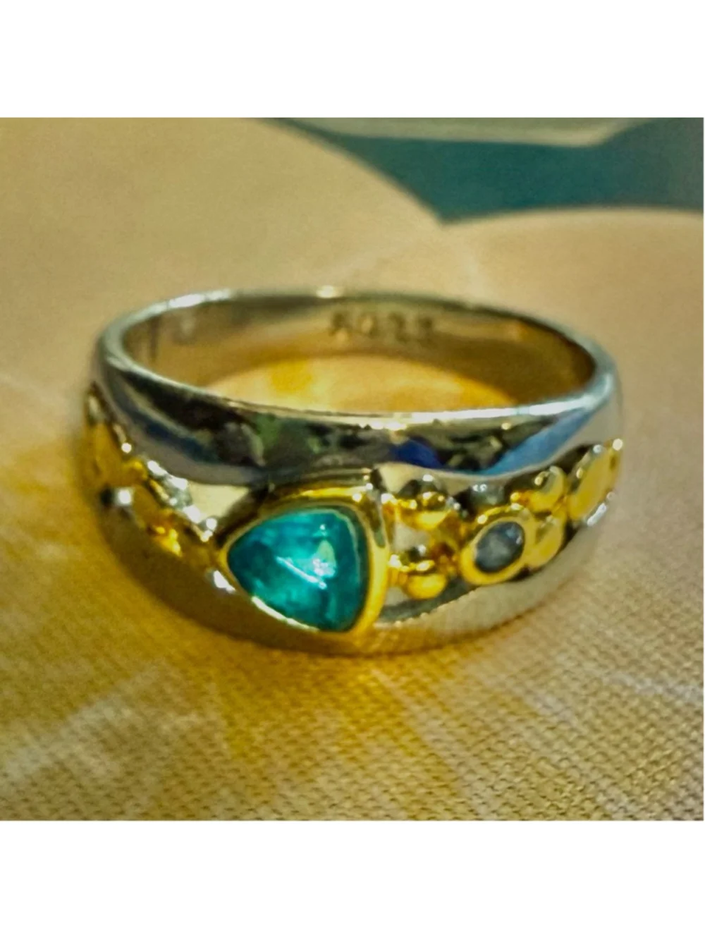 NEW Sterling Silver Ring with Blue Topaz & Tanzanite Simulated Stones Size 7